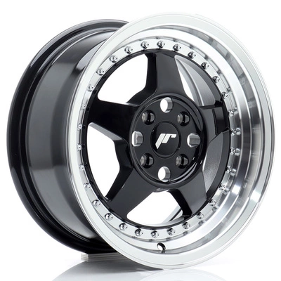 Felgi Japan Racing JR6 15x7 ET35 4x100 Gloss Black w/Machined Lip