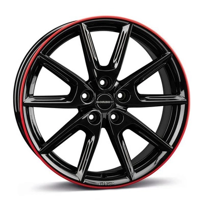 FELGI BORBET LX18 5x112 8x18 ET48 Black Glossy Rim Red