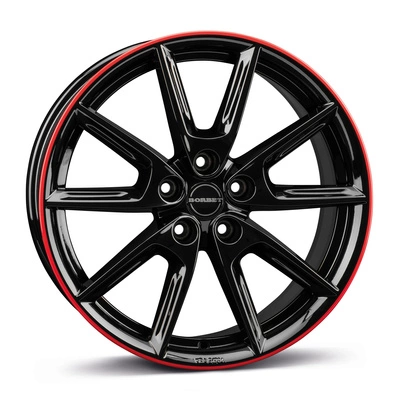 Felgi Borbet LX19 5x114.3 8x19 ET50 Black Glossy Rim Red
